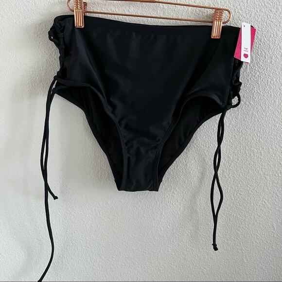 NWT Xhilaration Side Tie Black High Waist Bikini Bottoms Swim Separates 16W - Picture 1 of 8